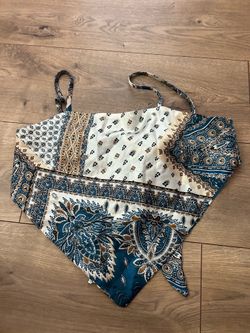 Never used Blue Satin Bandana Tie Top Size large