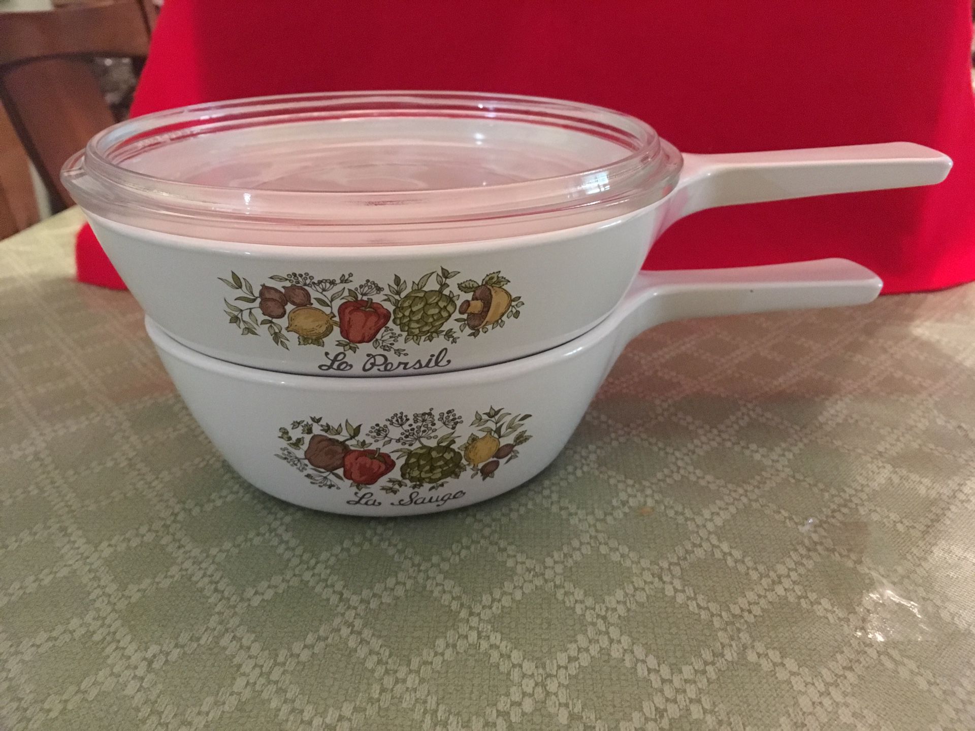 Lot Of Two CorningWare Spice Of Life Skillets.