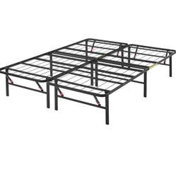 Full Size Foldable Metal Platform Bed Frame with Tool Free Setup, 14 Inches High, Sturdy Steel Frame, No Box Spring Needed, Full, Black