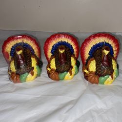 Vintage 3 Thanksgiving Wax Turkey Candle