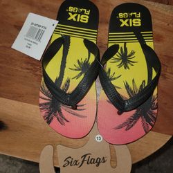 Six Flags Flip Flops,  Size 13