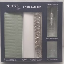 Nueva Spa 5 Piece Bath Set Available in Green/White/Gray