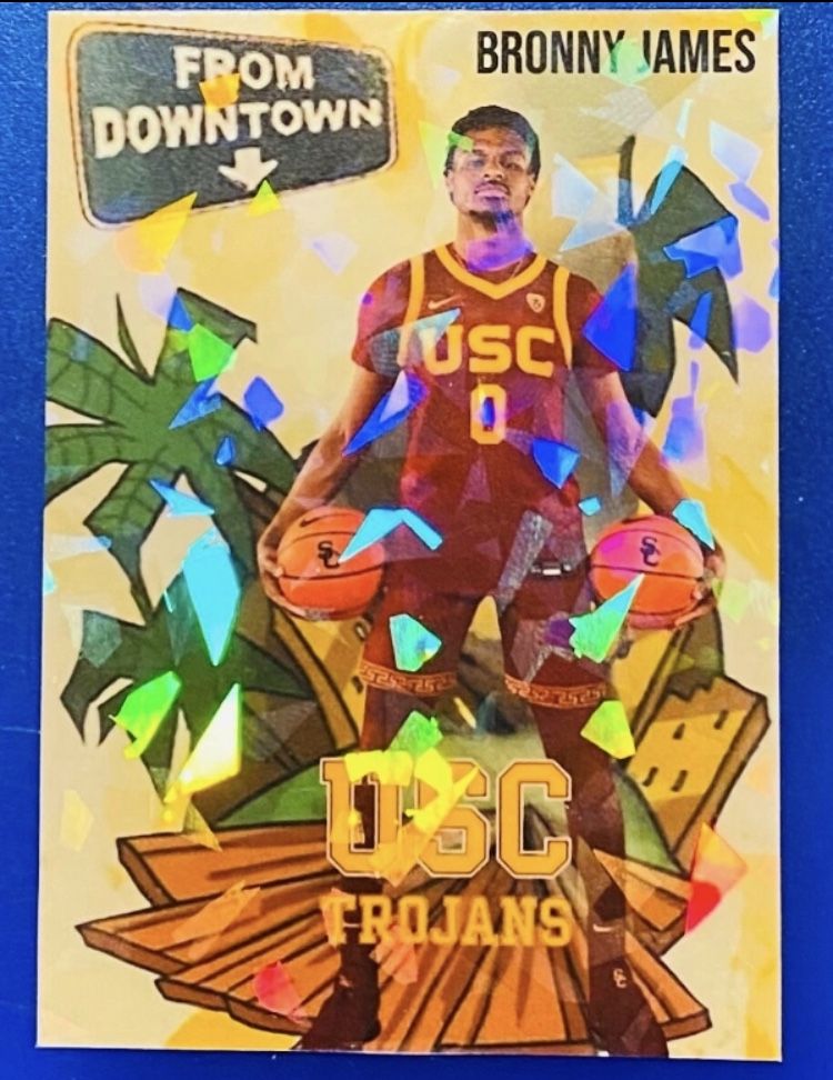 2023 Bronny James Holographic Cracked Downtown USC Card Made By Dynasty