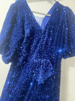 Royal Blue Long Sequence Dress Women
