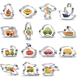 Transportation Vehicles Cookie Cutter Set - 15 Pieces Stainless Steel NEW