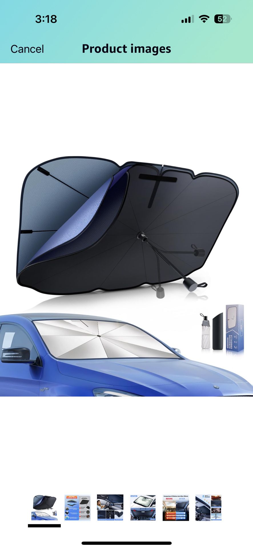 Car Windshield Sunshade Double Layer Umbrella-Hidden umbrella stand for auto sedans, mini SUVs,truck