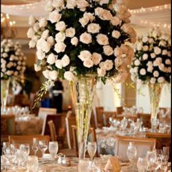 32” Glass Fluted Vases
