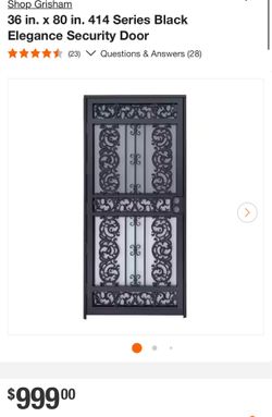 36 in. x 80 in. 414 Series Black Elegance Security Door