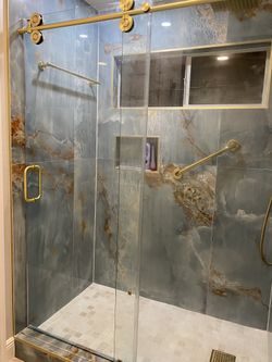 Sliding Showerglass  Doors Color Gold
