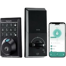 Keylynx 4-in-1 Smart Door Lock with APP Control, Fingerprint Door Locks with Keypad Deadbolt, Keyless Entry Door Lock with Auto-Locking, 16-Month Batt
