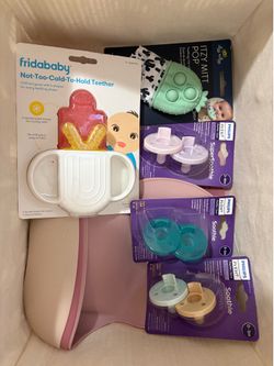 Free baby pacifiers, teethers, bibs