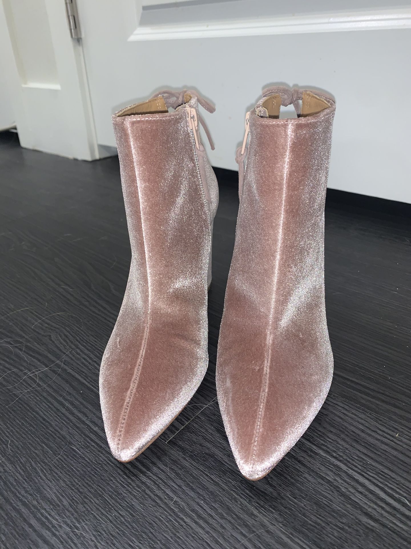 Stuart Weitzman Pink Velvet Boots 