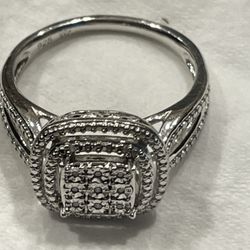 Sterling Silver Small Diamonds Ring