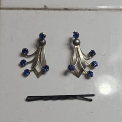 Silver Earrings with Blue Gemstones