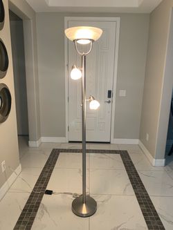 3-Light Torchiere Floor Lamp Brushed Nickel