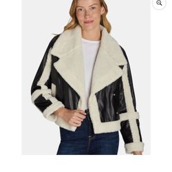 Madden NYC Women's and Women's Plus Faux Shearling Moto Jacket