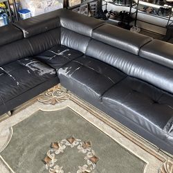 Leather L shape couch