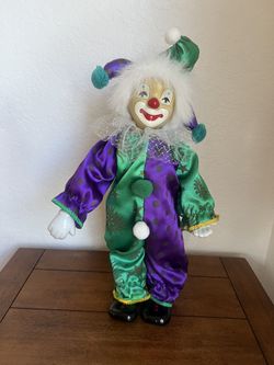 Wind Up Musical Animated Porcelain Clown