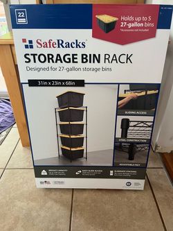 SafeRacks bin rack and five bins