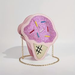 Ladies' Ice Cream Shaped Crossbody Bag, Trendy and Street Style, Cute and Fashionable, Versatile and Versatile Outdoor Bag