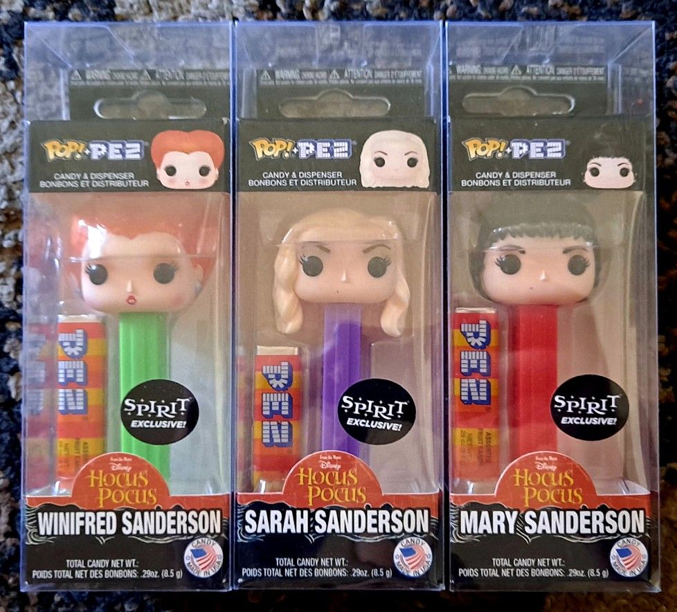 FUNKO POP PEZ SPIRIT HALLOWEEN EXCLUSIVE HOCUS POCUS SET W/PROTECTORS