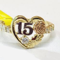 14K REAL GOLD ‘15’ RING