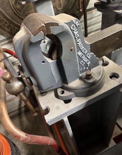 Antique Vintage Vice Vise Chas Parker Garage Tool USA Metal Restored Heavy Rare collectors item