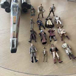 Star Wars lot X Wing and 15  figures loose