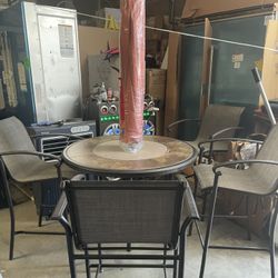 Patio Set Table Chairs And Umbrella 