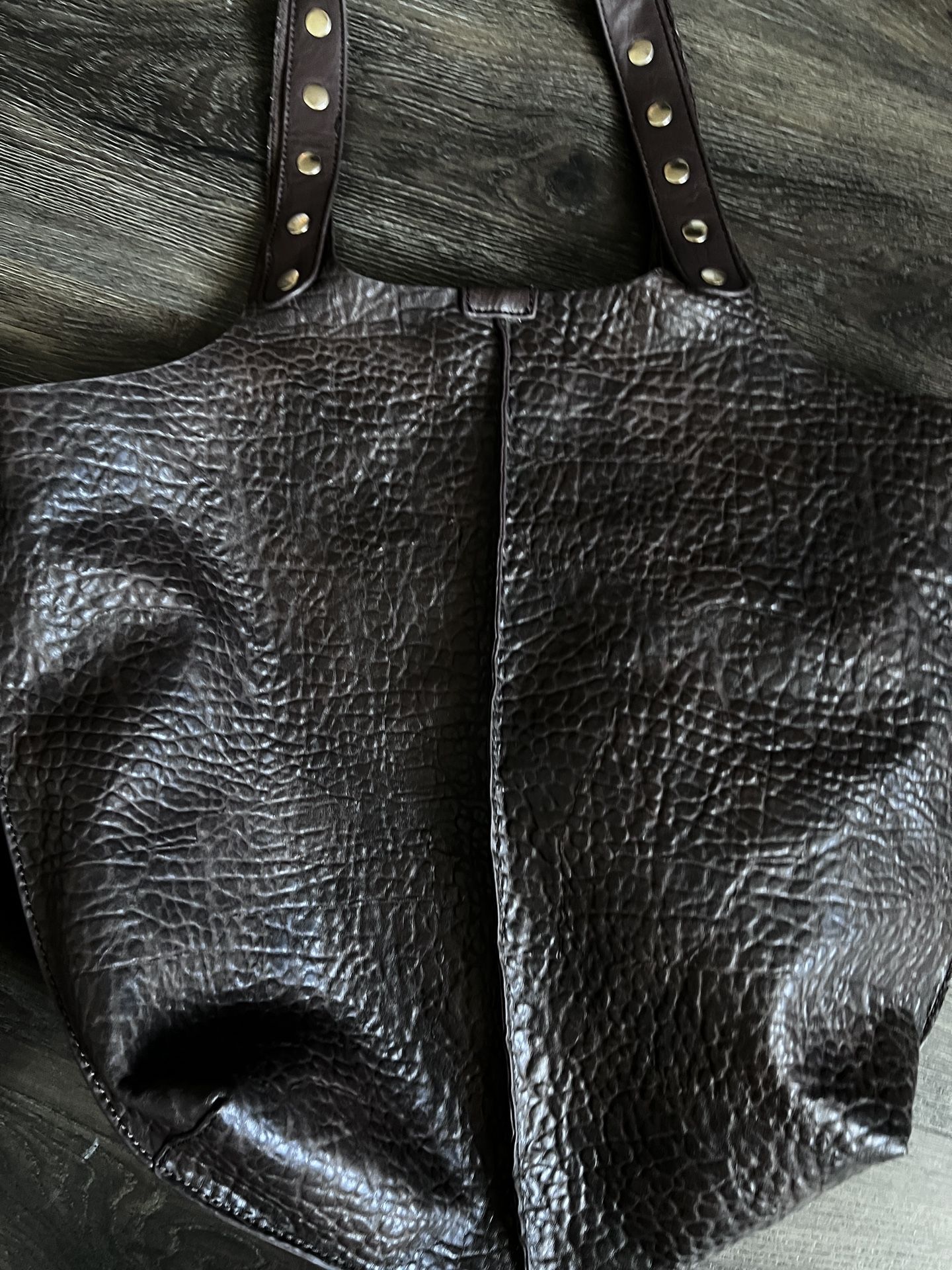 Coco Studded Leather Hobo Bag With Quilted Snap/Removable Zippered Purse Insert EUC