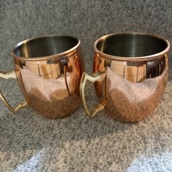 Pair of copper Moscow Mule mugs