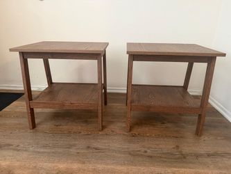 Pair of Wood End Tables with Bottom Shelf
