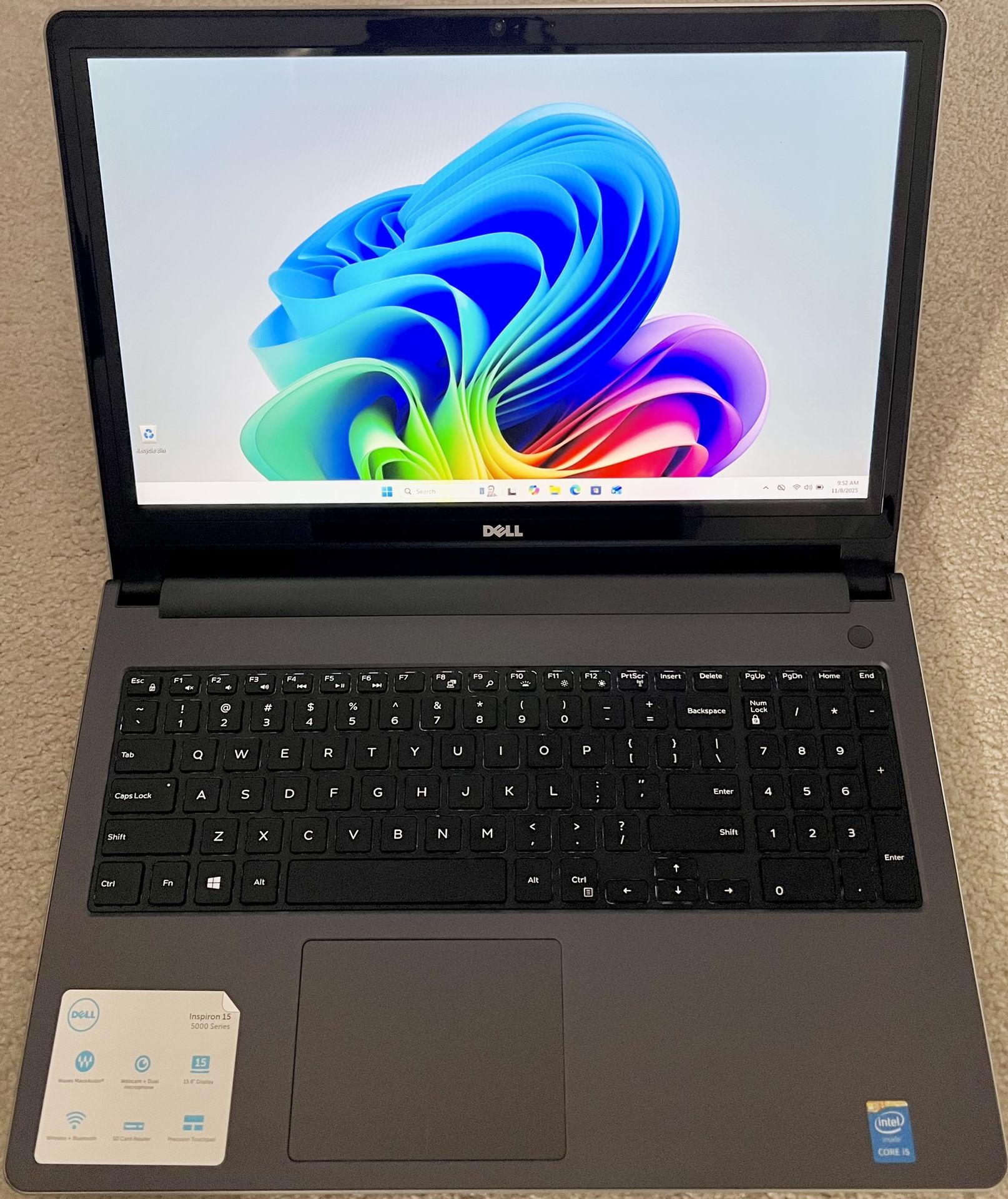 Dell Inspiron 5558 15.6” Touchscreen Backlit i5-5200U 2.2GHz 8GB RAM 256GB SSD Win11Pro Office24