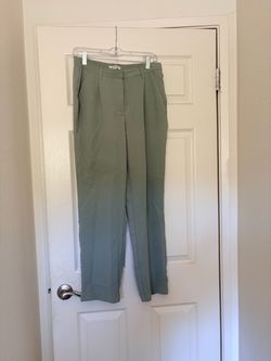 Sage Green Straight-Leg Trousers