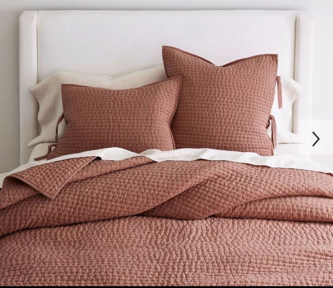 Pottery Barn Pick-Stitch Handcrafted Cotton Linen Quilt Full/Queen