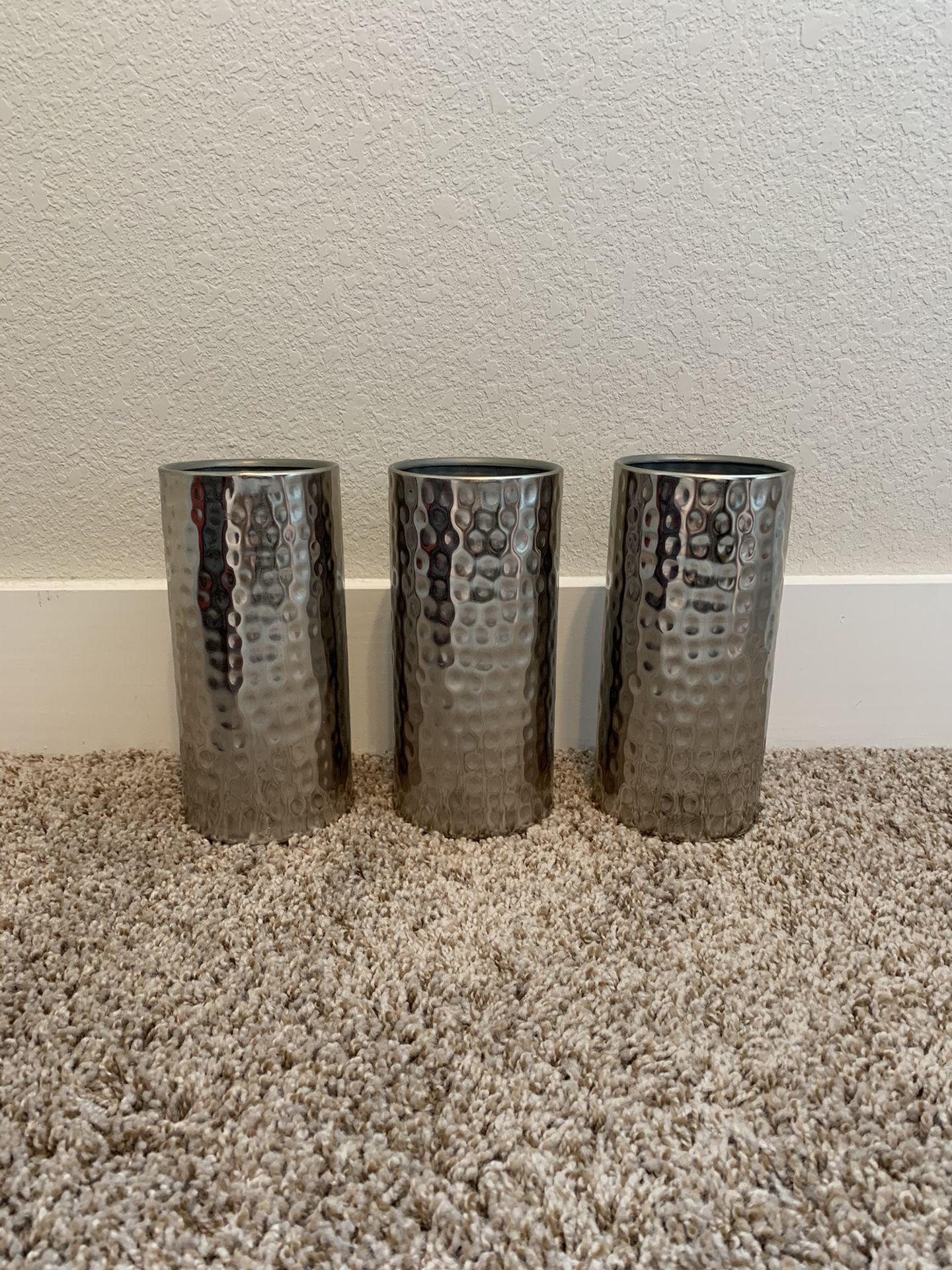 Three Stainless Steel Vases / Containers