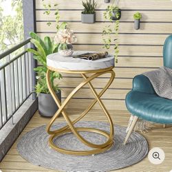 Tribesigns Round End Table, 26" Tall Sofa Side Table with Faux Marble Top
