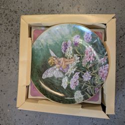 Fairy Plate W/ Flowers Gold Trim