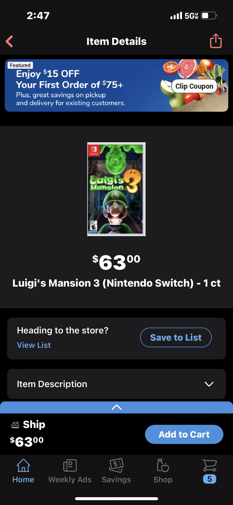 Brand New Luigi’s Manson 3 OBO 
