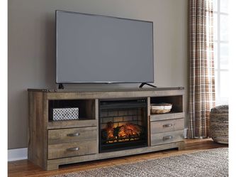 Trinell Brown 63" TV Stand w/ W100-101 Electric Fireplace