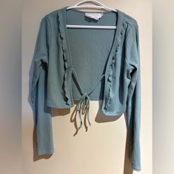Okakie Short Tie Front Shrug Cardigan
