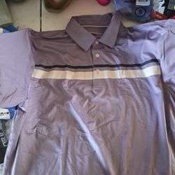Michel Rouen Performance Polo Shirt Men's XL Stripe Golf Stretch