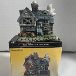 Halloween Spooky Haunted House Ghost Porcelain Candle Lamp