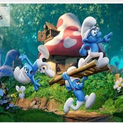 Fondo de Pitufos para fiesta/ Smurfs background for party