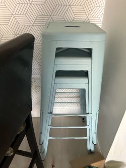 Stackable Mint Blue/Green Barstools (3)