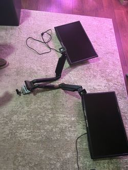 Dual computer monitors with a dual mount