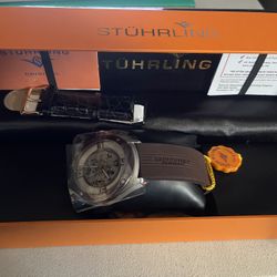 New Stuhrling Men's Automatic Skeleton Watch 