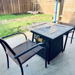 Fire Pit Table with Cover & 2 Gas Cylinders