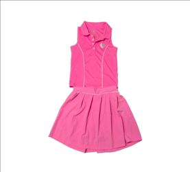 Girls Pink Tennis Polo and Skirt Set