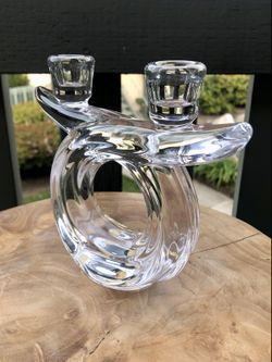 Vintage Crystal Double Taper Candleholder France Vannes-le-Chatel